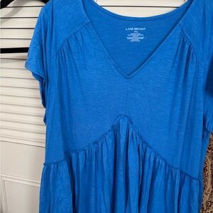 Lane Bryant Blue Asymmetrical Short Sleeve Blouse 14/16
